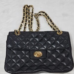 EUC Kate Landry Quilted Leather Crossbody With Gold Chain